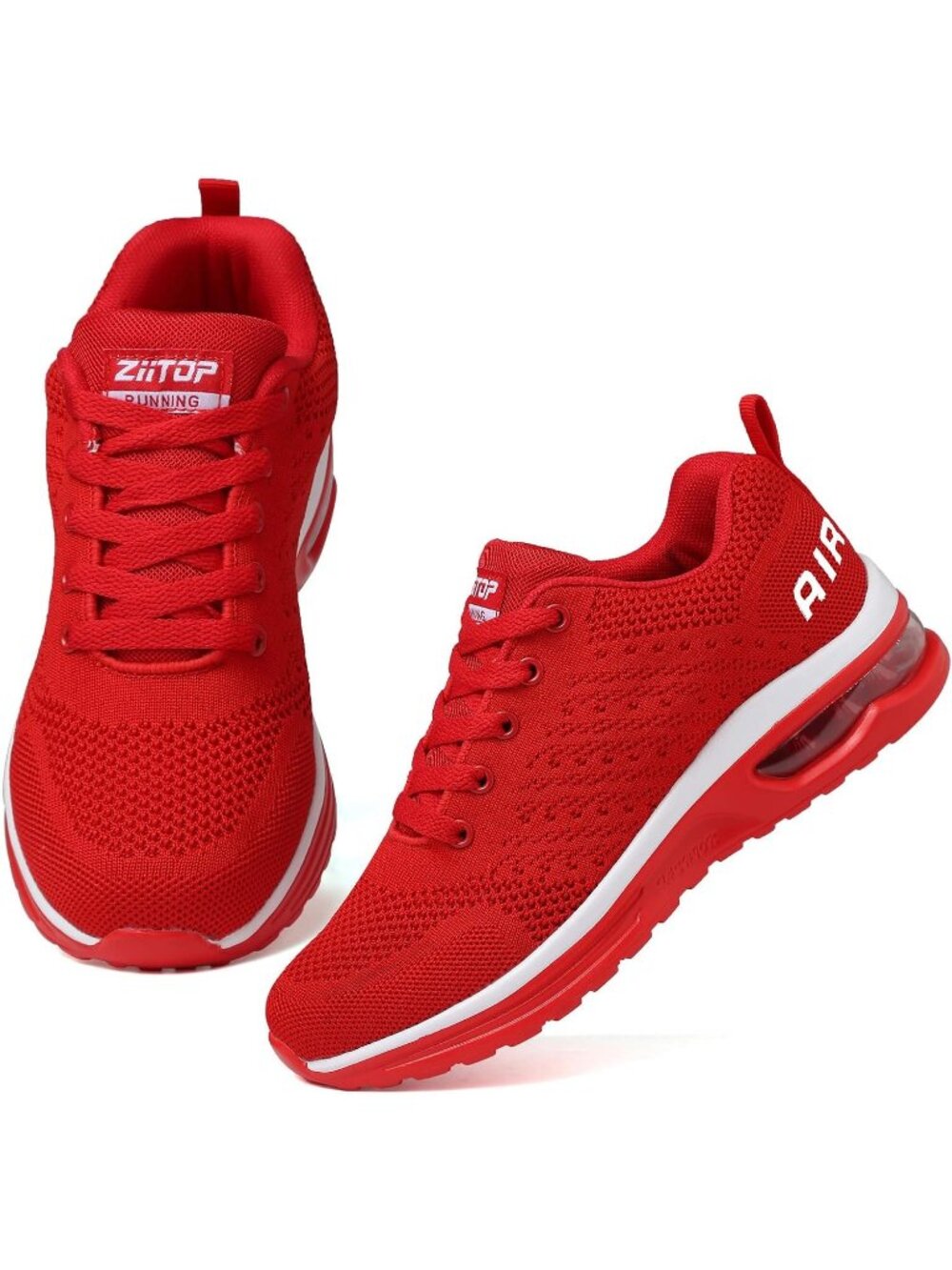 Women's Red Lightweight Breathable Mesh Air Cushion Walking Running Shoes